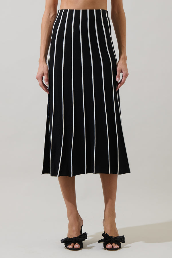 sugarlips Devary Stripe Midi Knit Skirt