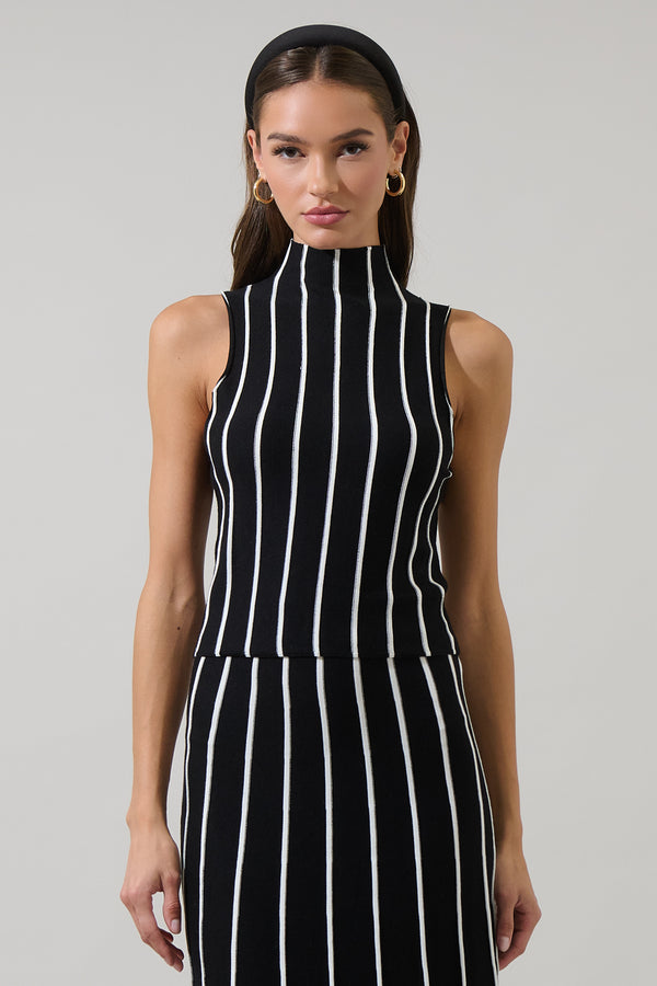 sugarlips Devary Stripe Mock Neck Knit Top