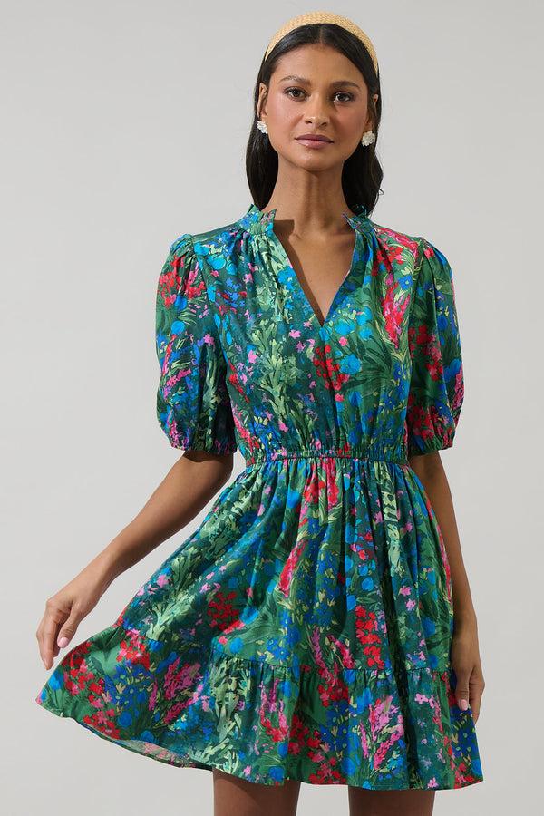 sugarlips Devin Floral Marissa Mini Poplin Dress