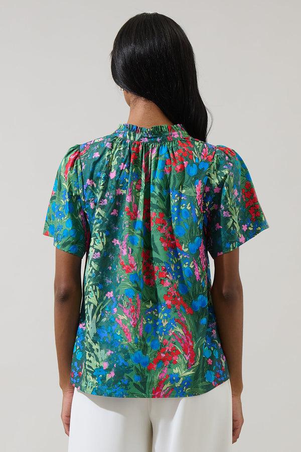 Sugarlips Devin Floral Reva Split Neck Top