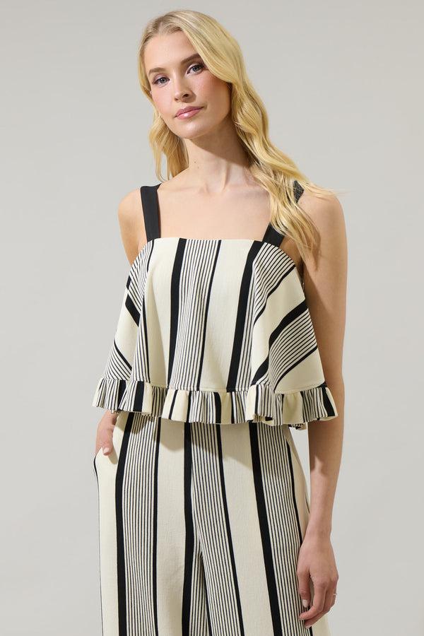 Sugarlips Devra Club Stripe Ruffle Top