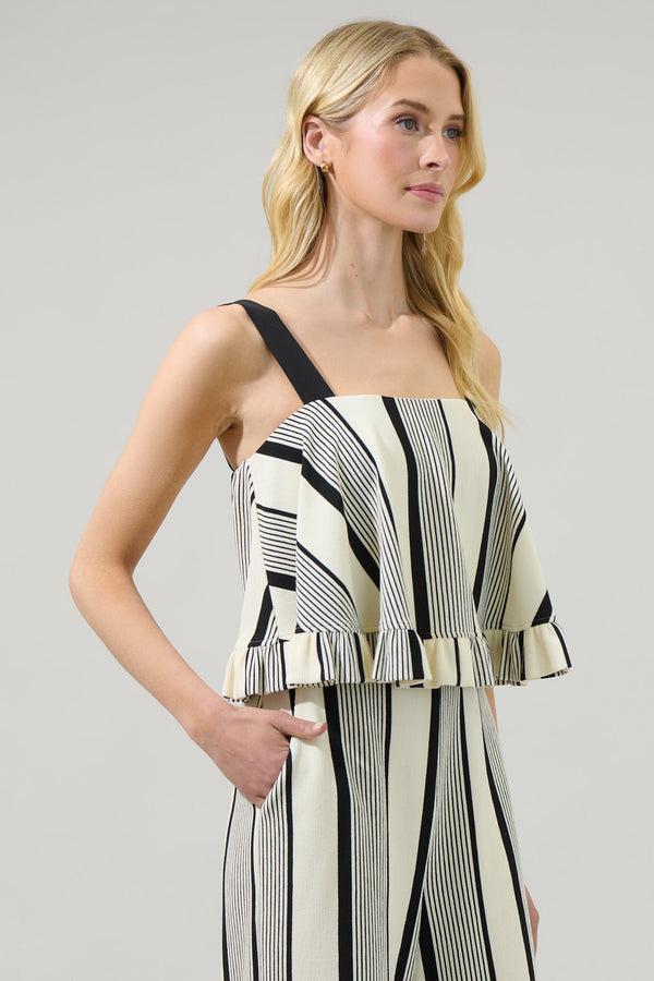 Sugarlips Devra Club Stripe Ruffle Top
