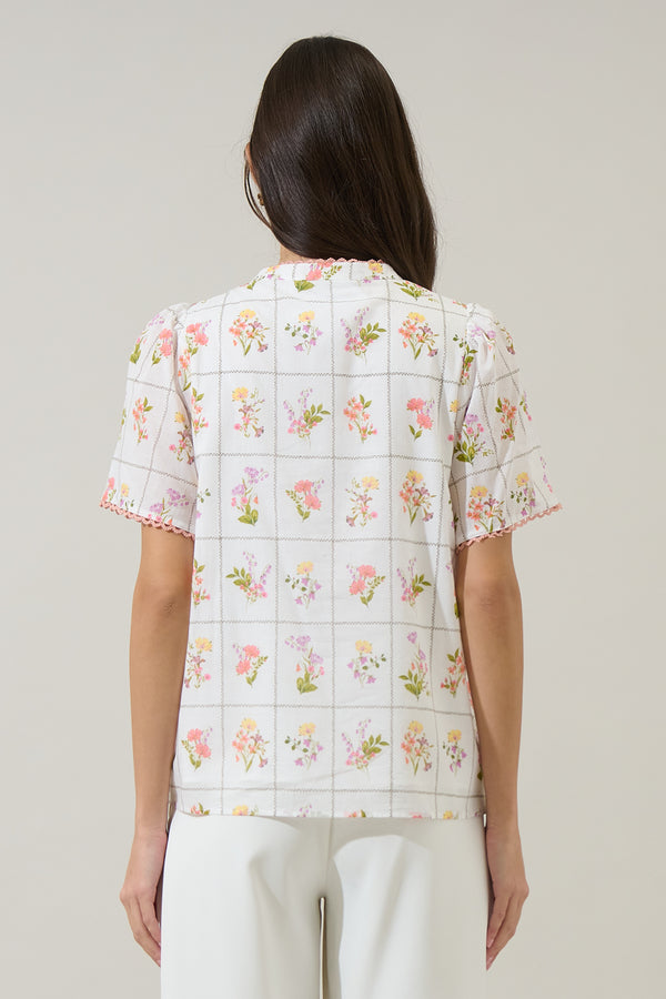 Sugarlips Diane Floral Hilda Split Neck Top