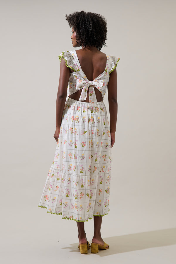 Sugarlips Diane Floral Maira Tie Back Midi Dress