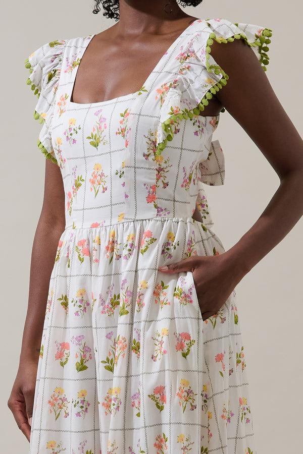 Sugarlips Diane Floral Maira Tie Back Midi Dress
