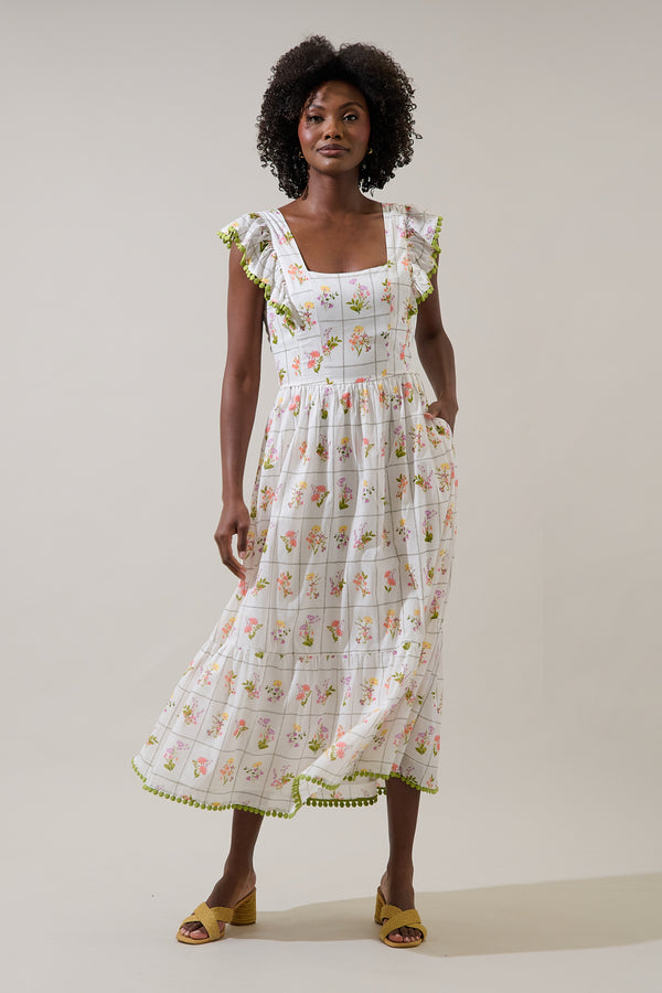 sugarlips Diane Floral Maira Tie Back Midi Dress