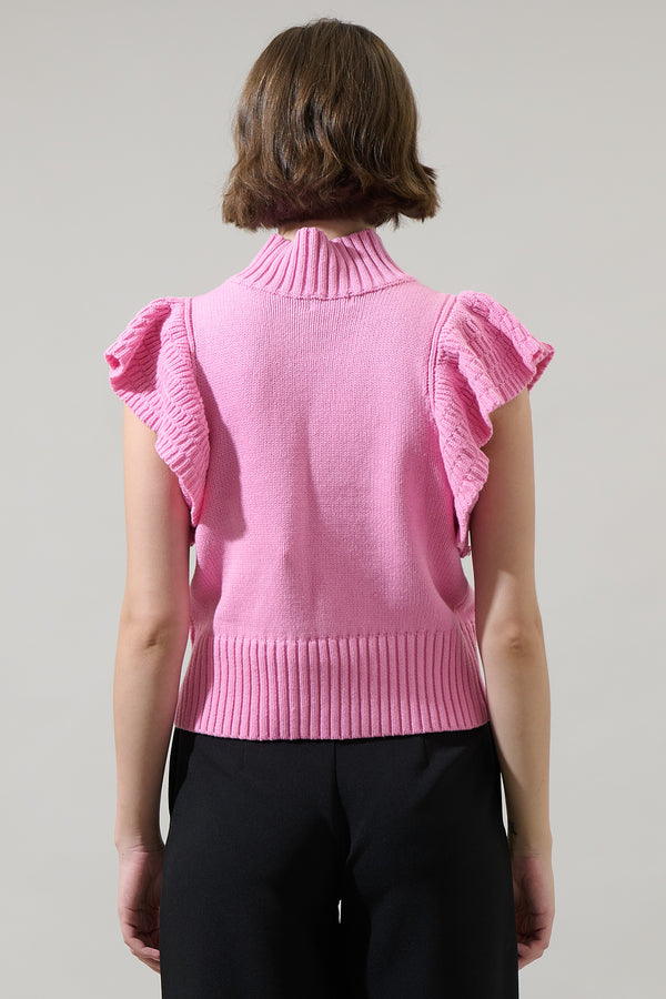 Sugarlips Diantha Ruffled Cropped Sweater Top