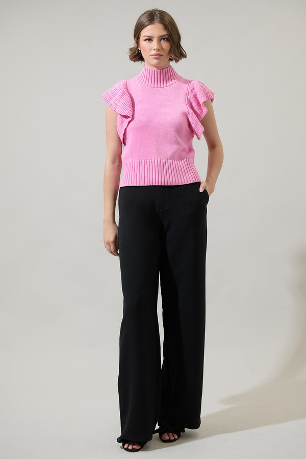 Sugarlips Diantha Ruffled Cropped Sweater Top