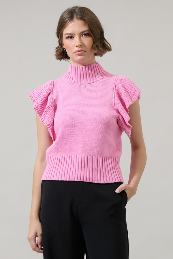 sugarlips Diantha Ruffled Cropped Sweater Top