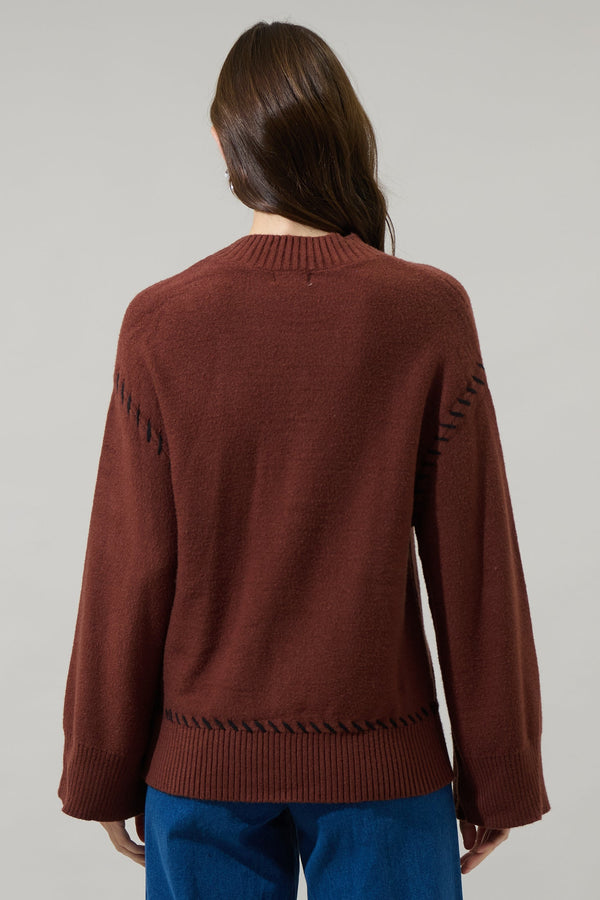 Sugarlips Dills Stitched Dropped Shoulder Sweater