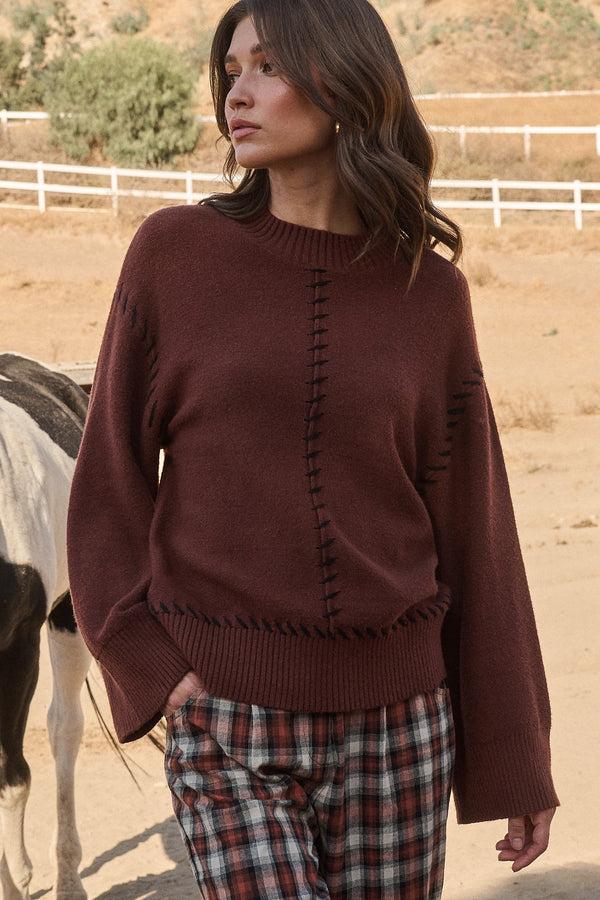 sugarlips Dills Stitched Dropped Shoulder Sweater