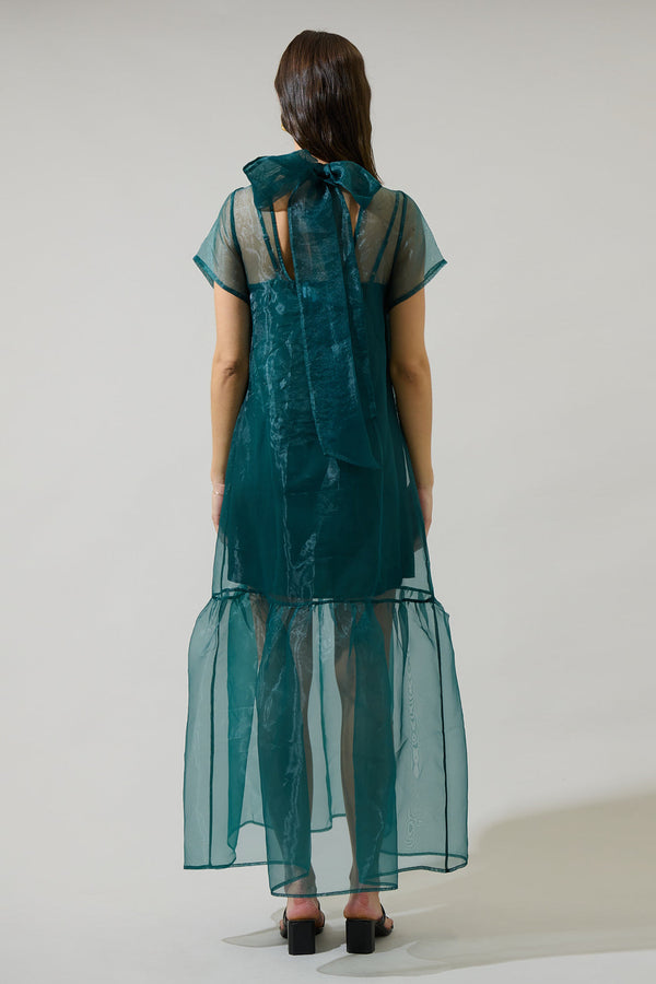Sugarlips Dime Organza Mockneck Maxi Dress