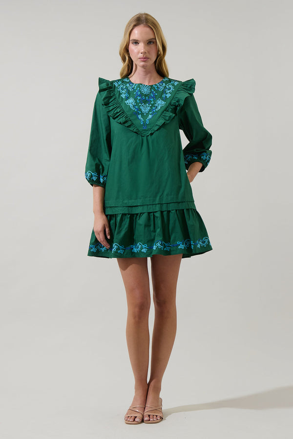 Sugarlips Dinah Poplin Embroidered Mini Dress