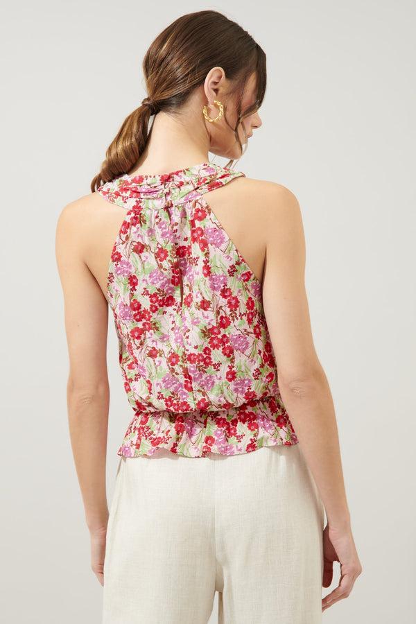 Sugarlips Dione Cross Front Sleeveless Peplum Top