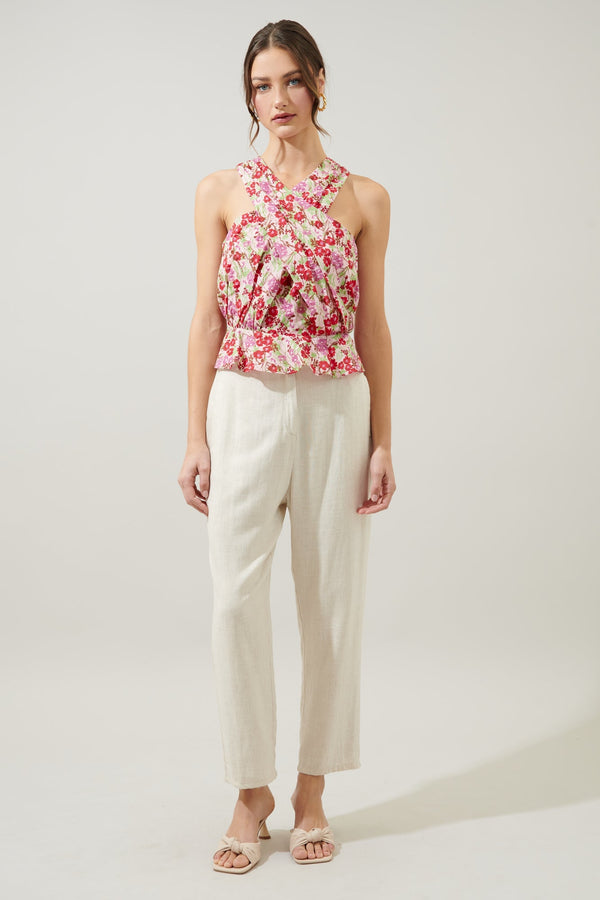 Sugarlips Dione Cross Front Sleeveless Peplum Top