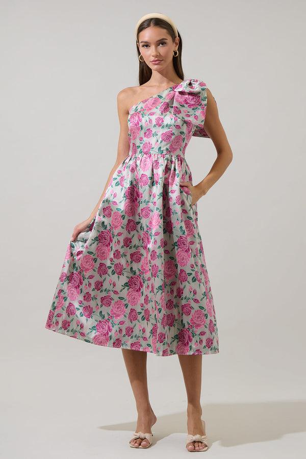 Sugarlips Dionne Jacquard Miley Bow Midi Dress
