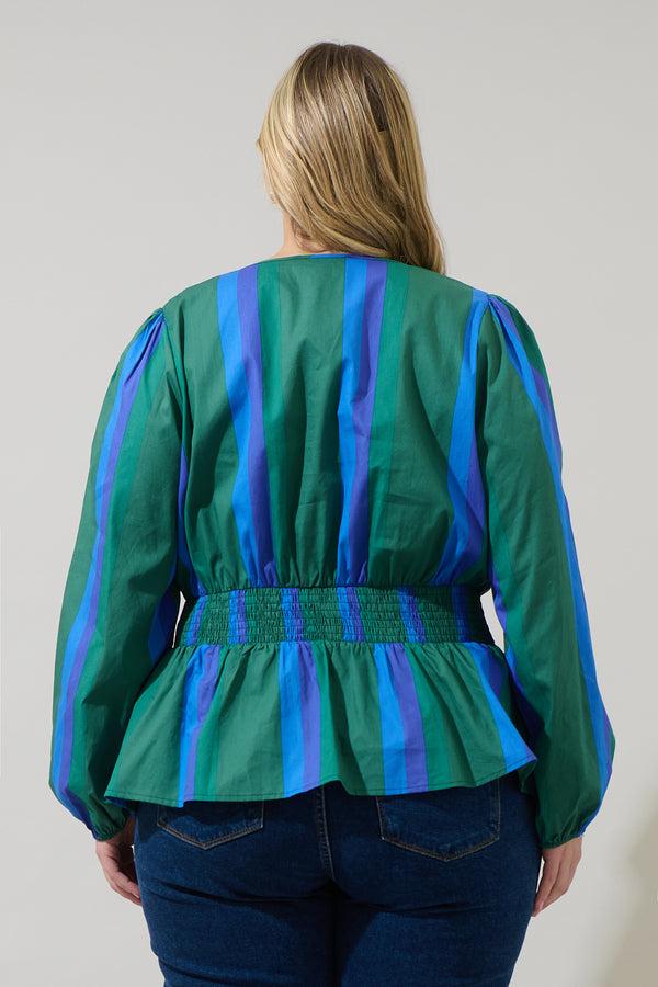 Sugarlips Dolary Stripe Mirana Smocked Top Curve