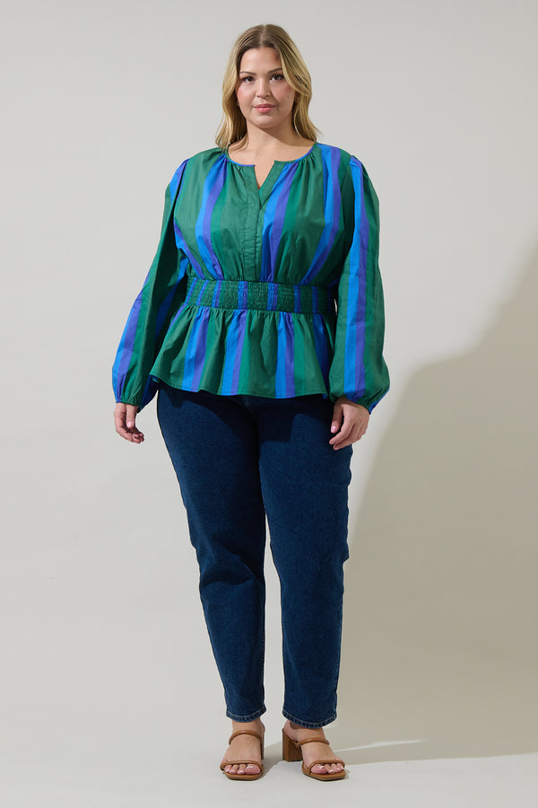 Sugarlips Dolary Stripe Mirana Smocked Top Curve