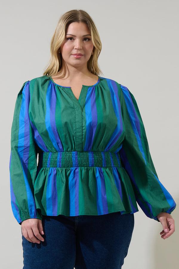 sugarlips Dolary Stripe Mirana Smocked Top Curve