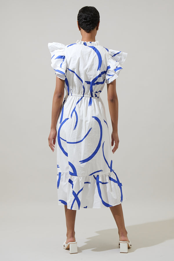 Sugarlips Dorma Strokes Dillan Midi Ruffle Dress