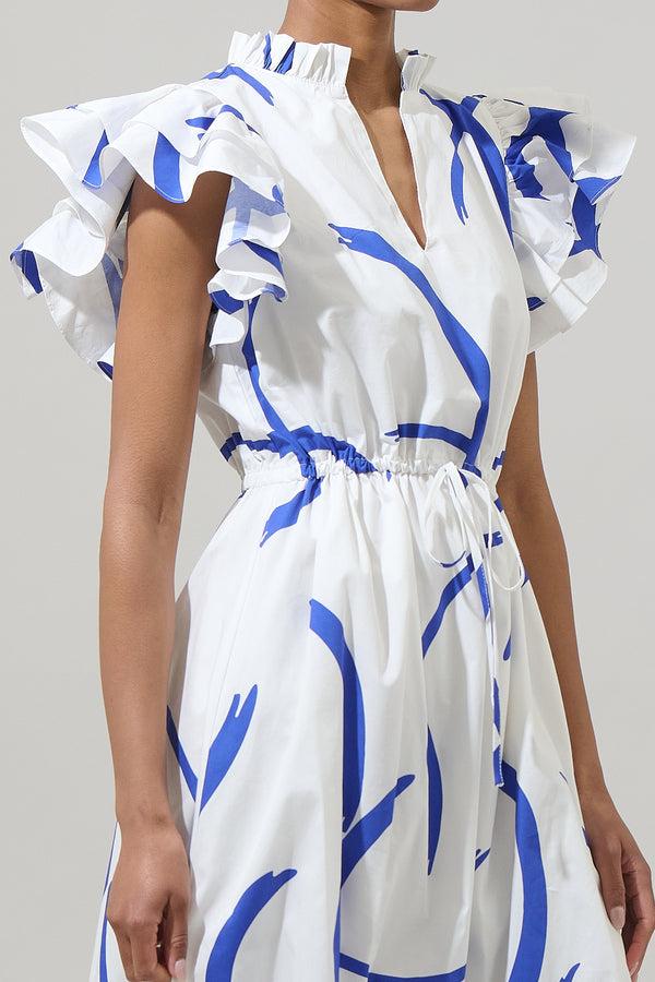 Sugarlips Dorma Strokes Dillan Midi Ruffle Dress