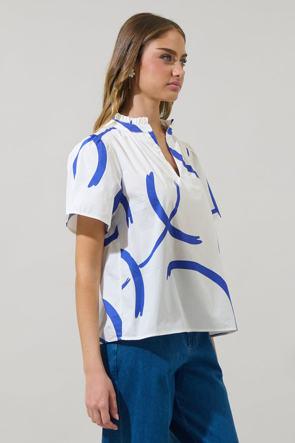 Sugarlips Dorma Strokes Reva Split Neck Top