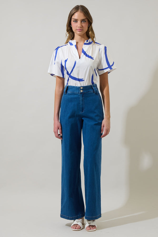 Sugarlips Dorma Strokes Reva Split Neck Top