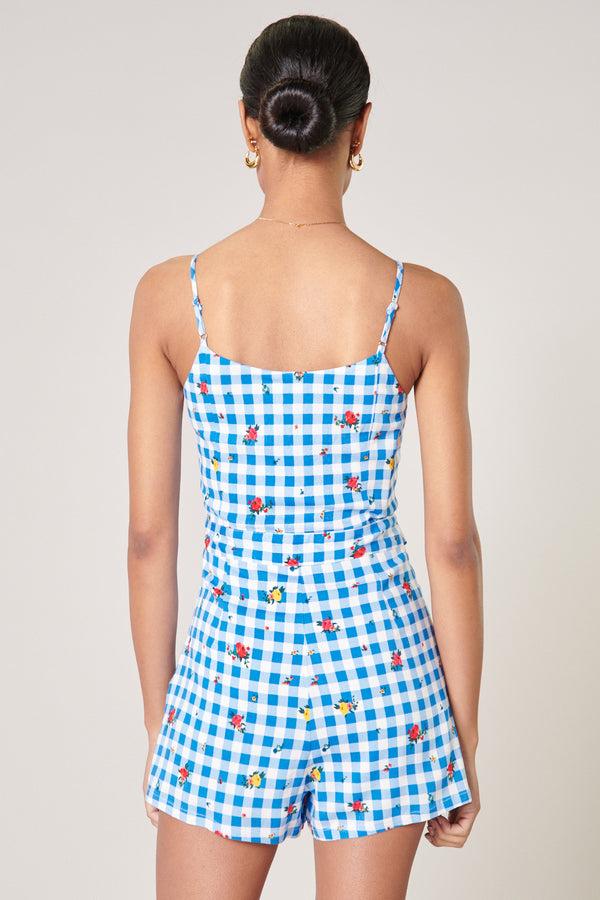 Sugarlips Dorothy Rosebud Gingham Tie Romper