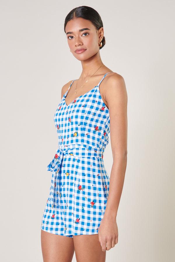 Sugarlips Dorothy Rosebud Gingham Tie Romper