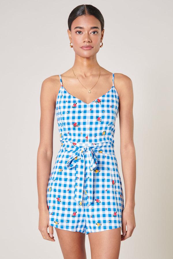sugarlips Dorothy Rosebud Gingham Tie Romper
