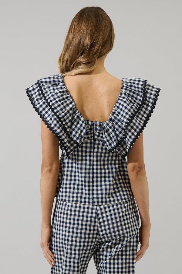 Sugarlips Dover Gingham Leoti Ruffle Babydoll Top