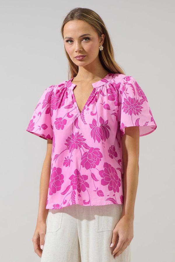Sugarlips Dovina Floral Mely Puff Sleeve Top