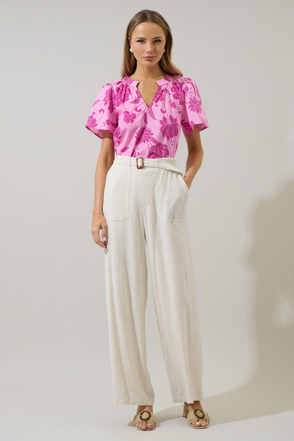 Sugarlips Dovina Floral Mely Puff Sleeve Top