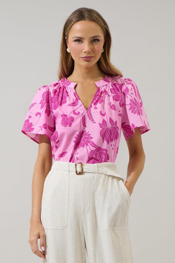 sugarlips Dovina Floral Mely Puff Sleeve Top
