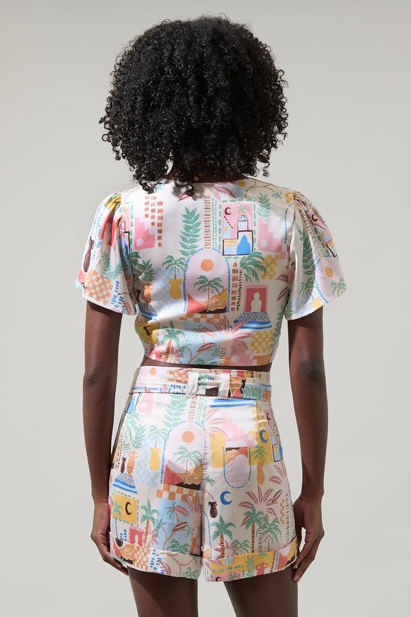 Sugarlips Down The Sunset Emma Tie Knot Crop Top