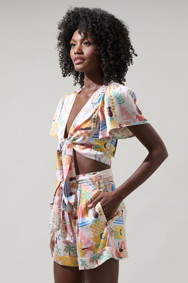 Sugarlips Down The Sunset Emma Tie Knot Crop Top