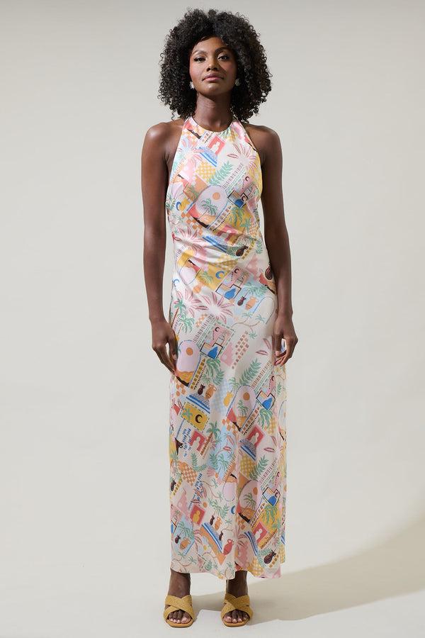 Sugarlips Down The Sunset Yuma Halter Maxi Dress