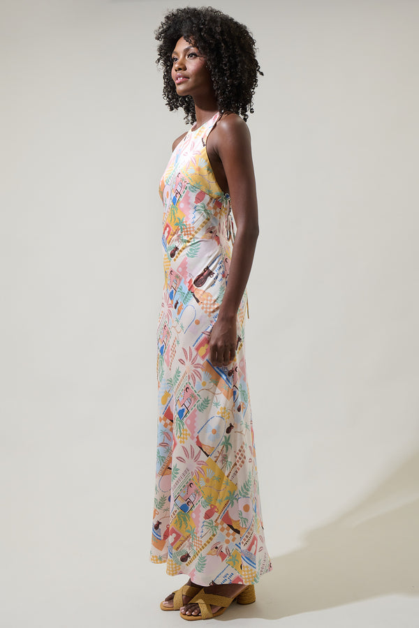 Sugarlips Down The Sunset Yuma Halter Maxi Dress