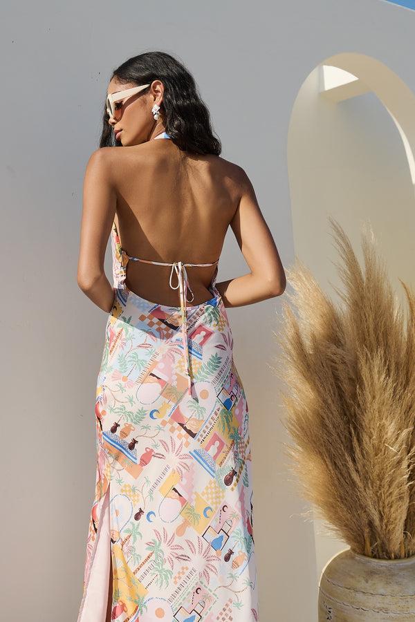 sugarlips Down The Sunset Yuma Halter Maxi Dress