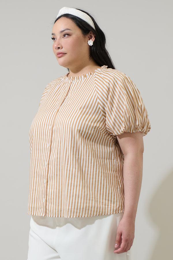 Sugarlips Dream State Avy Button Down Top Curve