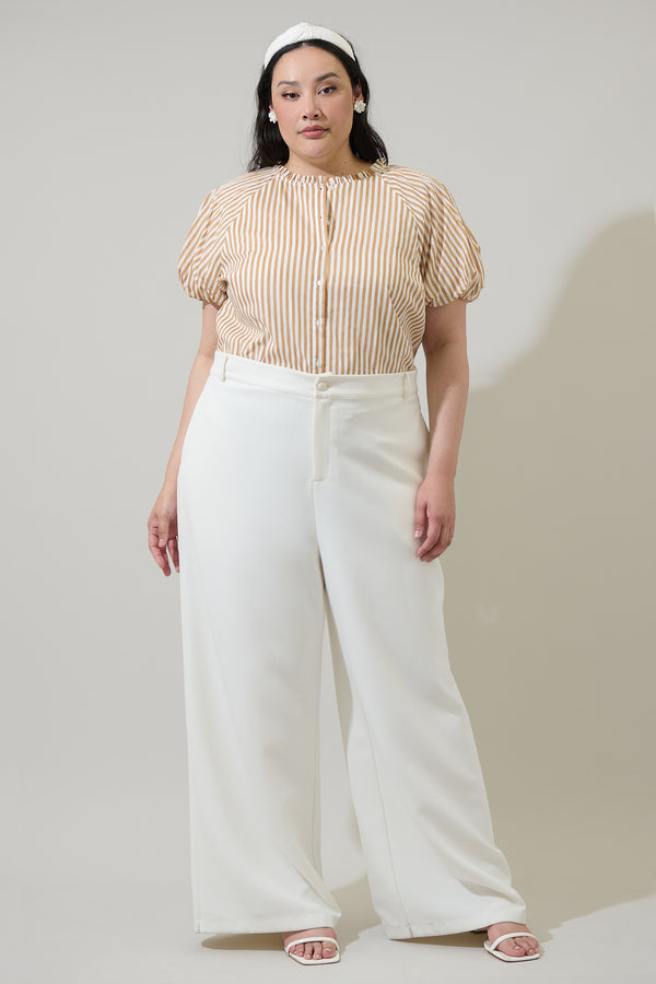 Sugarlips Dream State Avy Button Down Top Curve