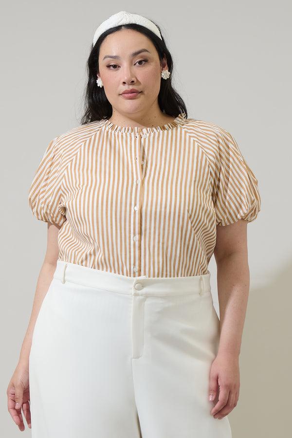 sugarlips Dream State Avy Button Down Top Curve