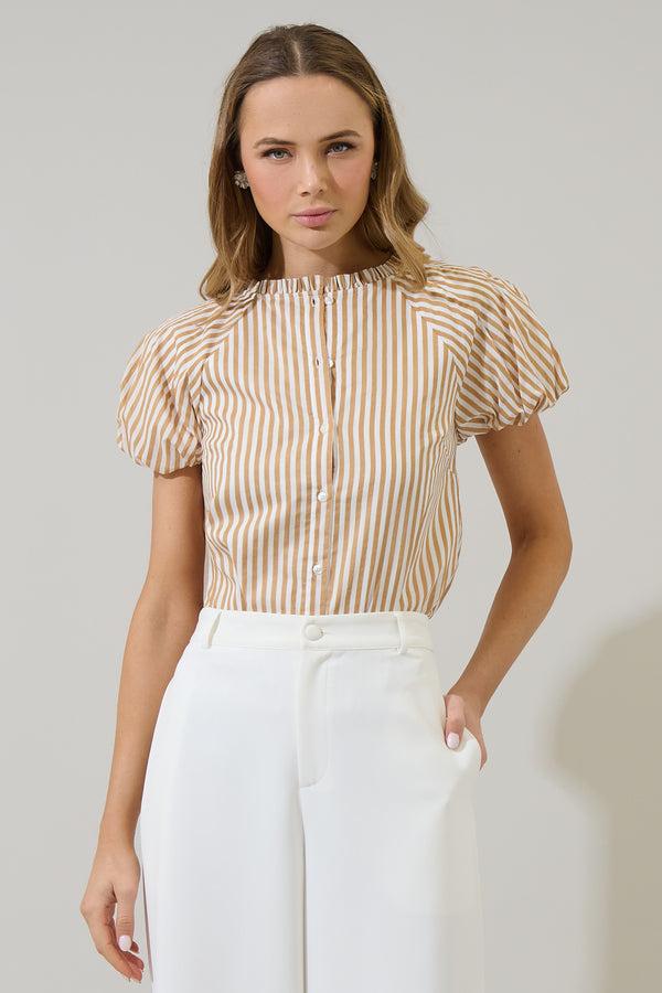 sugarlips Dream State Avy Button Down Top