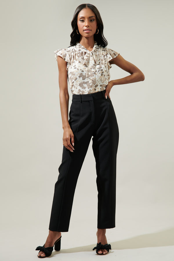 Sugarlips Dune Floral Cassius Tie Neck Blouse
