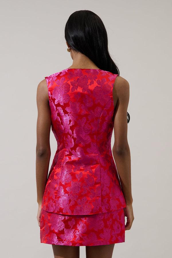 Sugarlips Duson Jacquard Maize Sleeveless Top