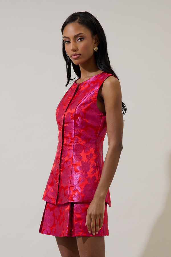 Sugarlips Duson Jacquard Maize Sleeveless Top