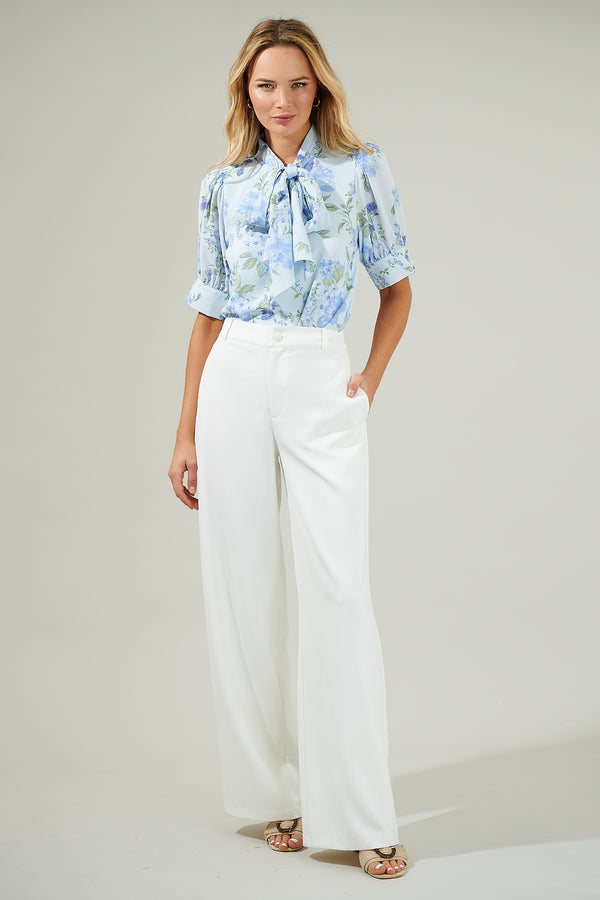 Sugarlips Dusty Floss Floral Neck Tie Blouse