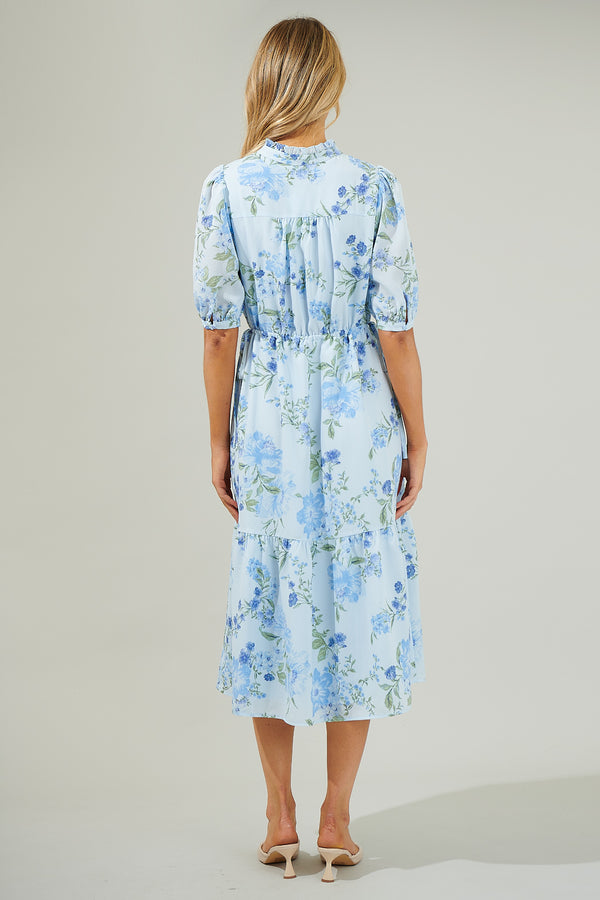 Sugarlips Dusty Floss Floral Pleated Midi Dress