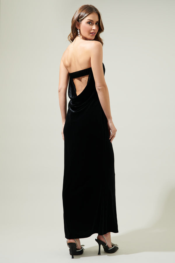 Sugarlips Dynamite Velvet Strapless Maxi Dress
