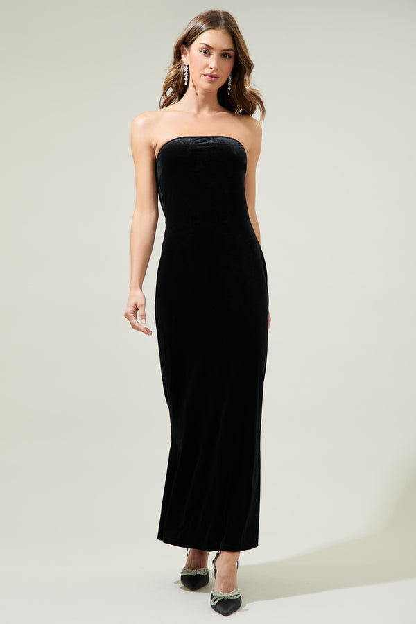 sugarlips Dynamite Velvet Strapless Maxi Dress